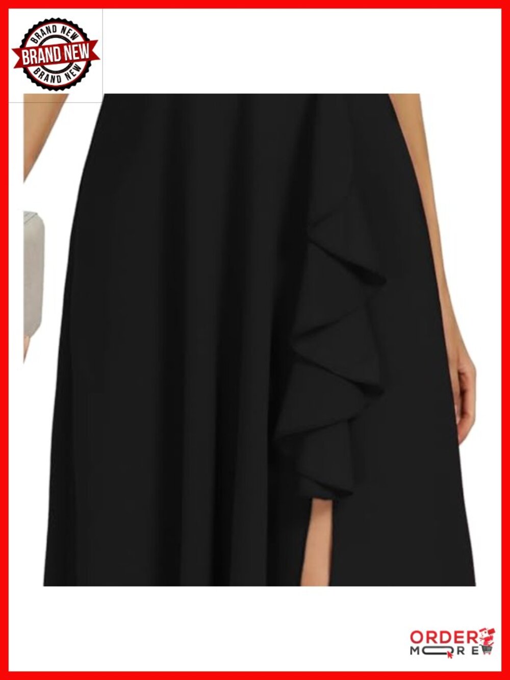 Formal Ruffle V-Neck Maxi Dress with Split - Picture 3 of 6